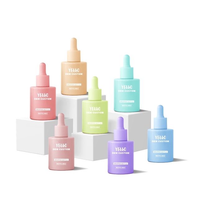 Fancy Cylinder Colored Blue Pink Purple Plastic Dropper Bottles 50Ml