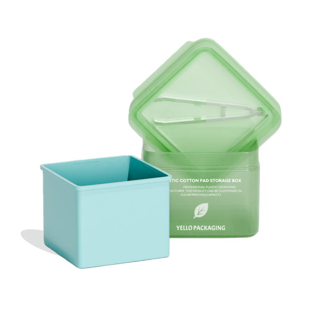 Custom 300ml PP Plastic Cosmetic Facial Toner Cotton Pad Jar Storage Box Skincare Container with Tweezers and Flip Lid