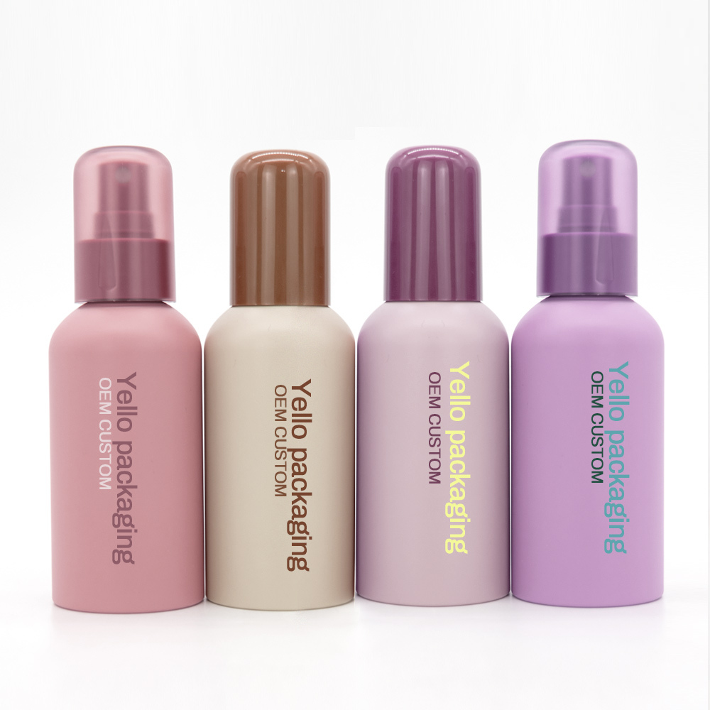 Custom Refillable Round Empty Plastic Body Mist Spray Bottle 100ml 120ml Luxury Cosmetic Packaging for Hair Facial Toner