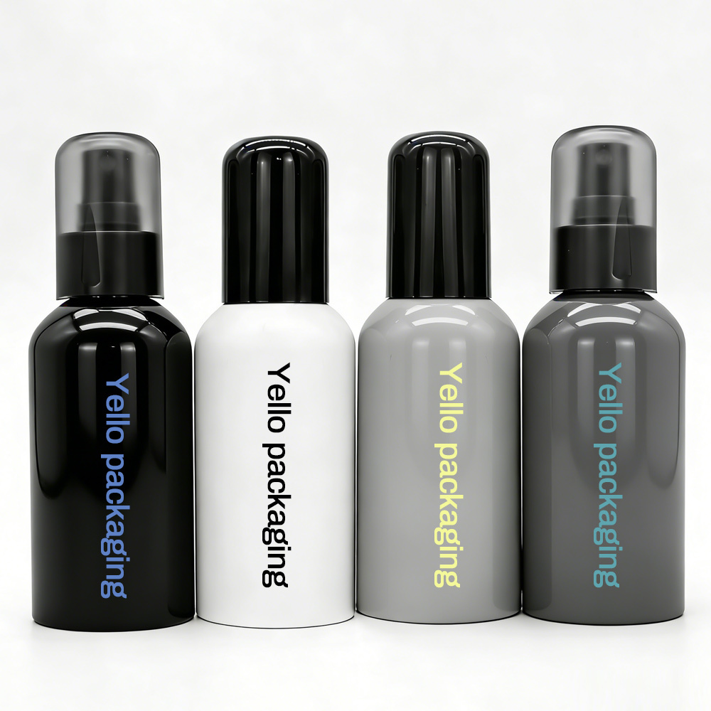 Custom Refillable Round Empty Plastic Body Mist Spray Bottle 100ml 120ml Luxury Cosmetic Packaging for Hair Facial Toner