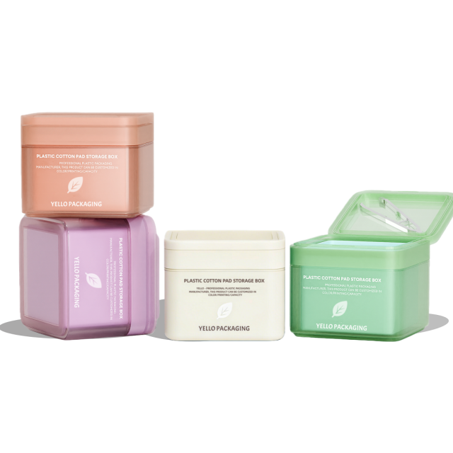 Custom 300ml PP Plastic Cosmetic Facial Toner Cotton Pad Jar Storage Box Skincare Container with Tweezers and Flip Lid