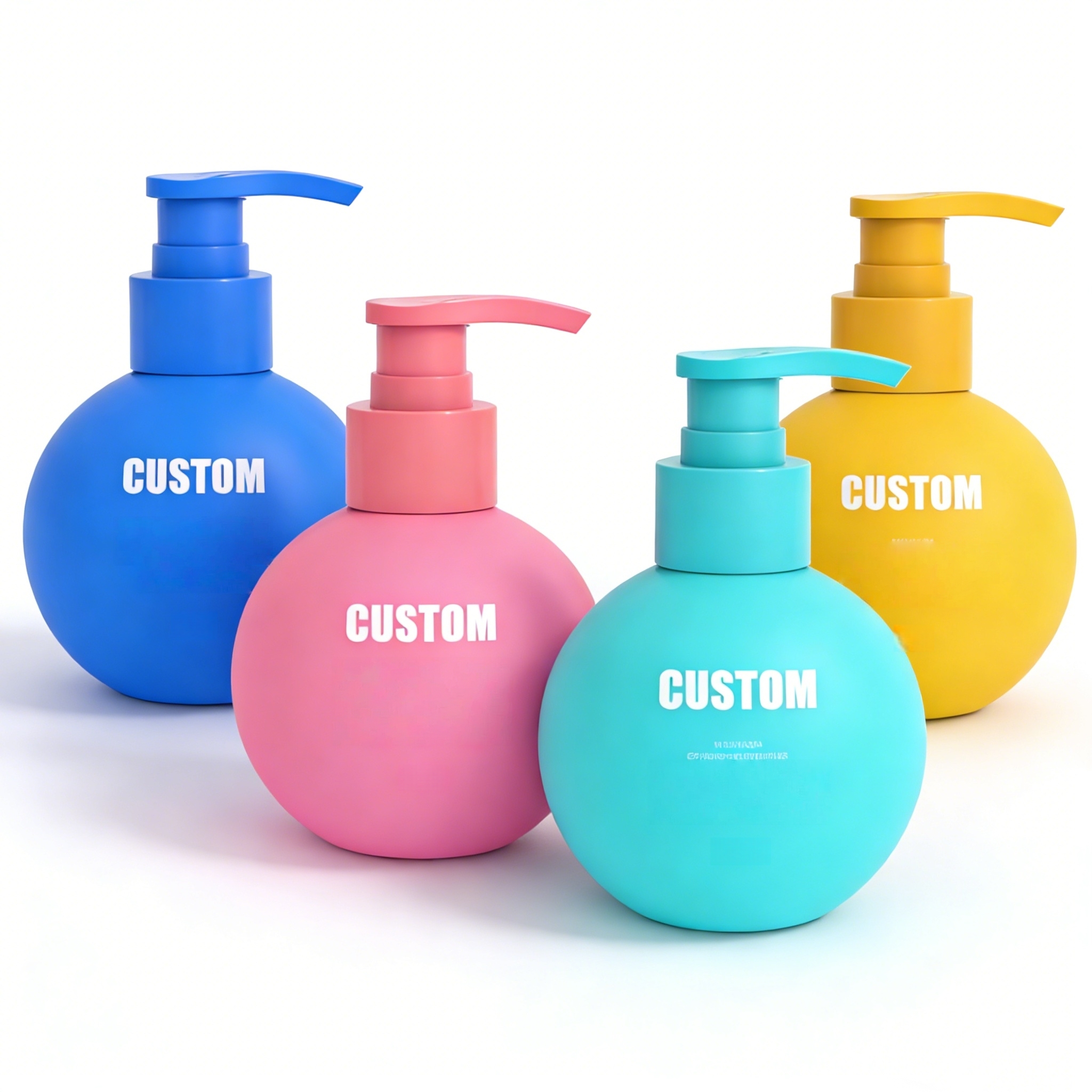 Unique Round Lash Shampoo Pump Bottle 500ml Empty White Body Wash Lotion Pump Bottles