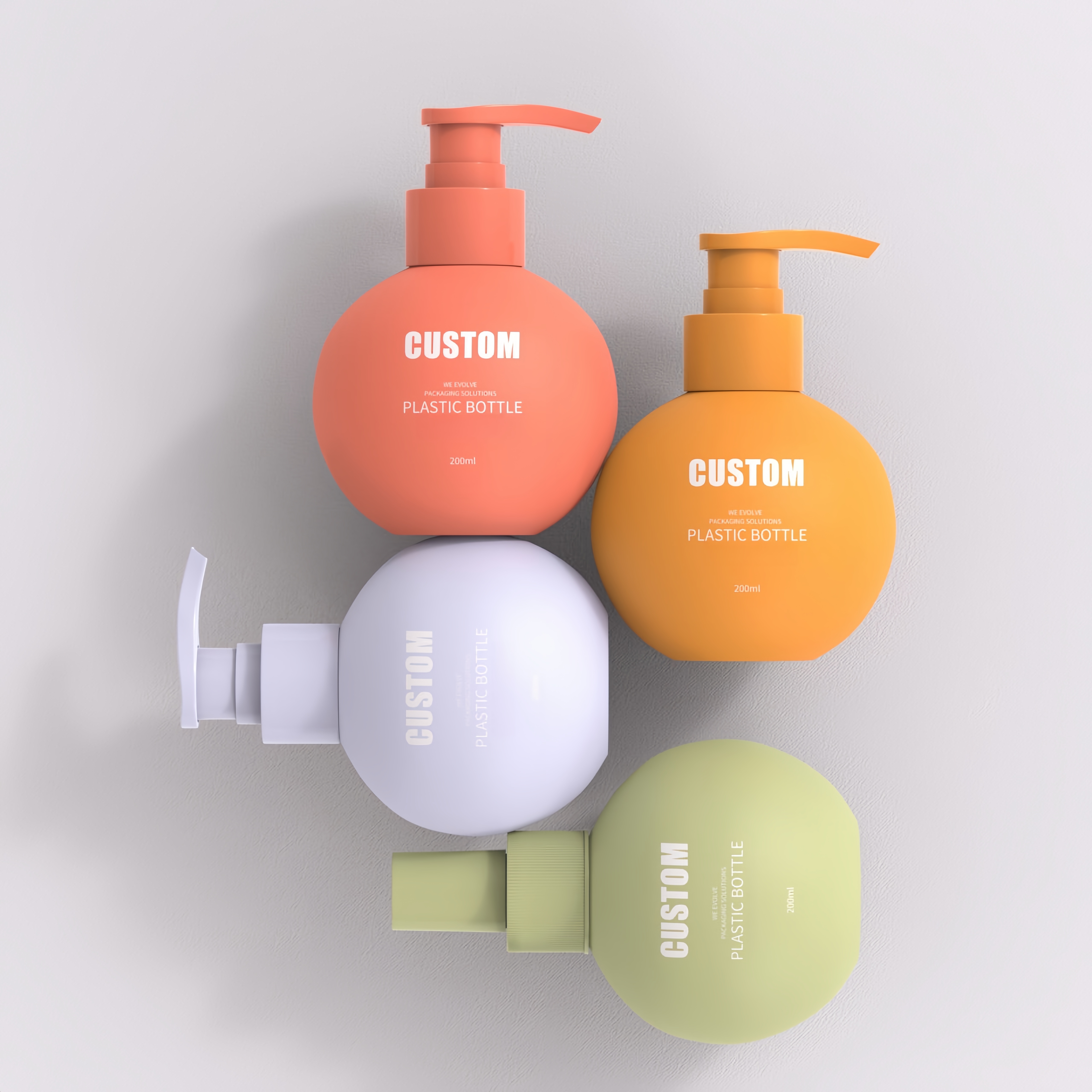 Unique Round Lash Shampoo Pump Bottle 500ml Empty White Body Wash Lotion Pump Bottles