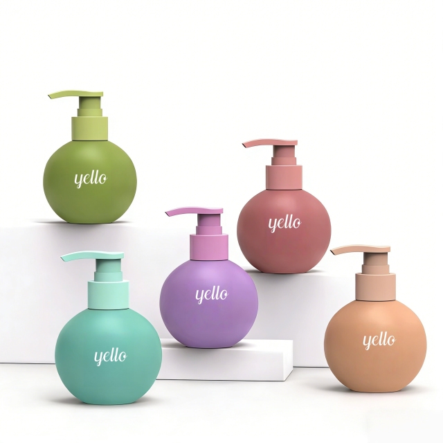 Unique Round Lash Shampoo Pump Bottle 500ml Empty White Body Wash Lotion Pump Bottles