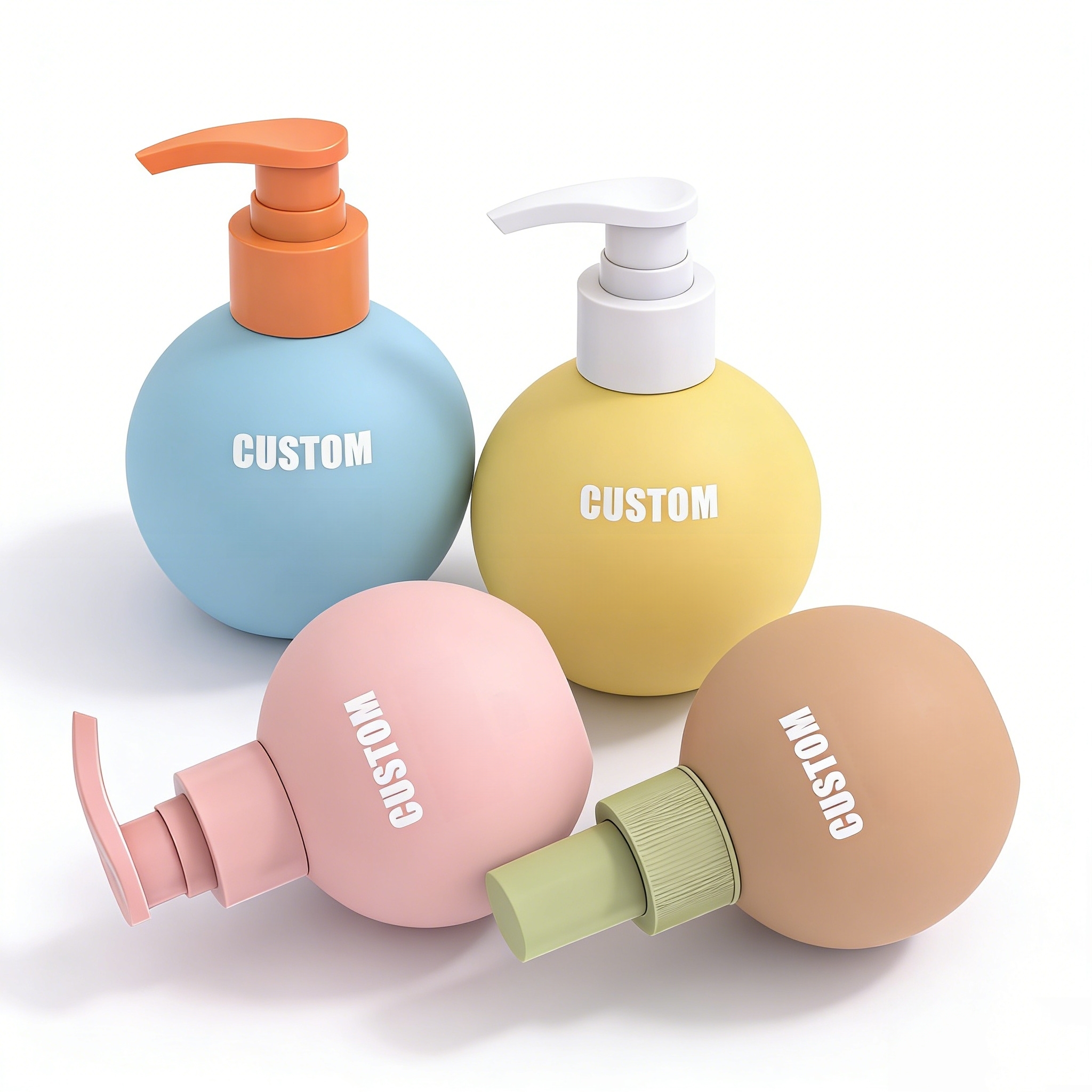 Unique Round Lash Shampoo Pump Bottle 500ml Empty White Body Wash Lotion Pump Bottles