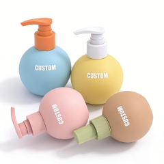 Unique Round Lash Shampoo Pump Bottle 500ml Empty White Body Wash Lotion Pump Bottles