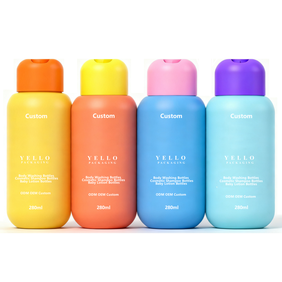 High End Round HDPE Matte Shower Gel Hair Conditioner Plastic Shampoo Bottle with Round Disc Cap