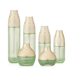 Cosmetic Glass Pump Vacuum Cosmetic Bottle with Crown Cap Empty Lotion Airless Bottle Cosmetics Jars Set