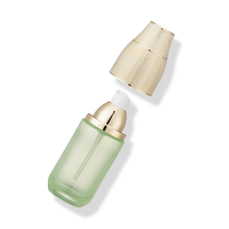 Cosmetic Glass Pump Vacuum Cosmetic Bottle with Crown Cap Empty Lotion Airless Bottle Cosmetics Jars Set