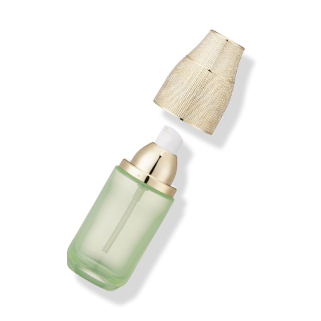 Cosmetic Glass Pump Vacuum Cosmetic Bottle with Crown Cap Empty Lotion Airless Bottle Cosmetics Jars Set