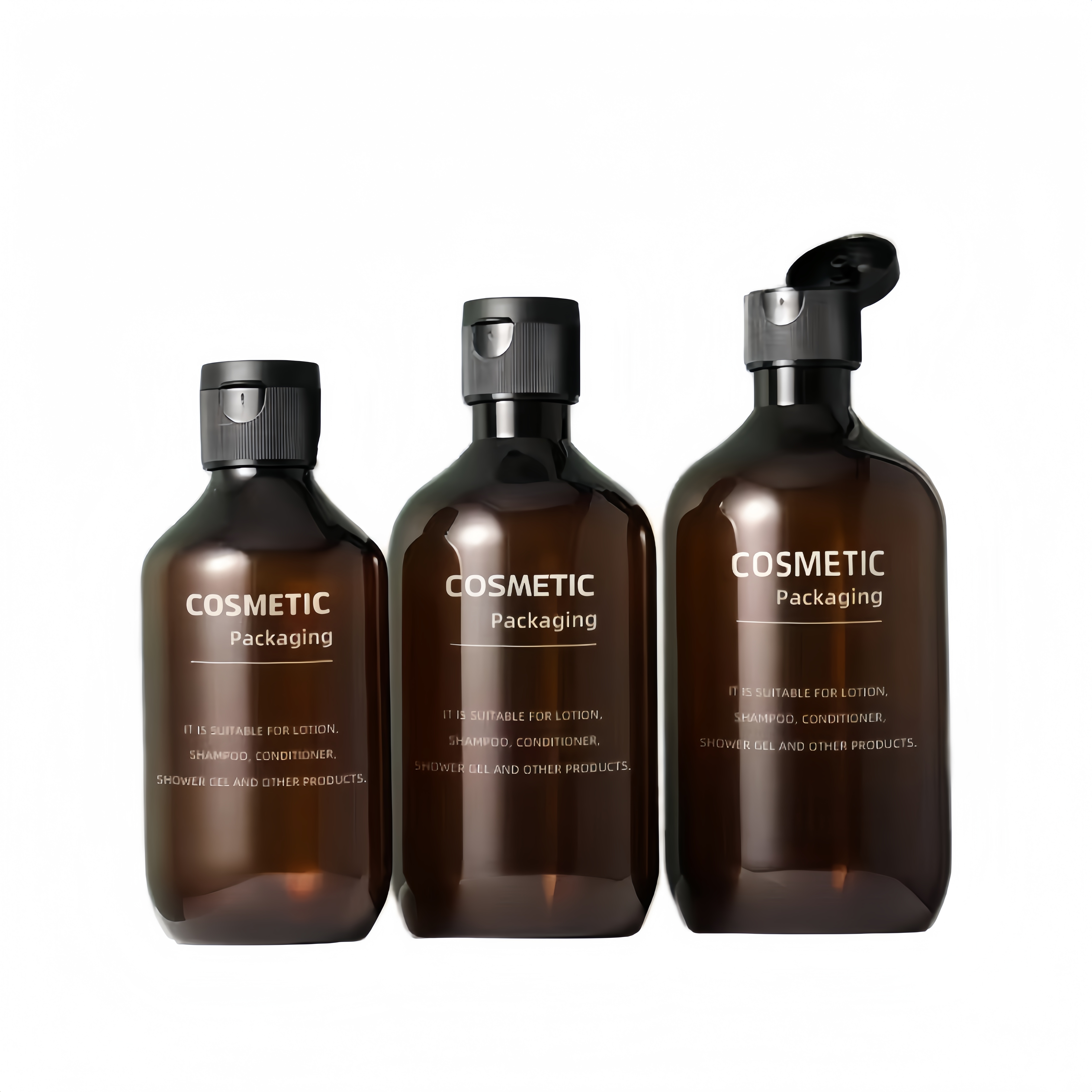 250ml 500ml Plastic Bottle PET Plastic Shampoo boston Round Bottle 8oz 16oz Bath Body Soap Foam Bath Amber Bottle