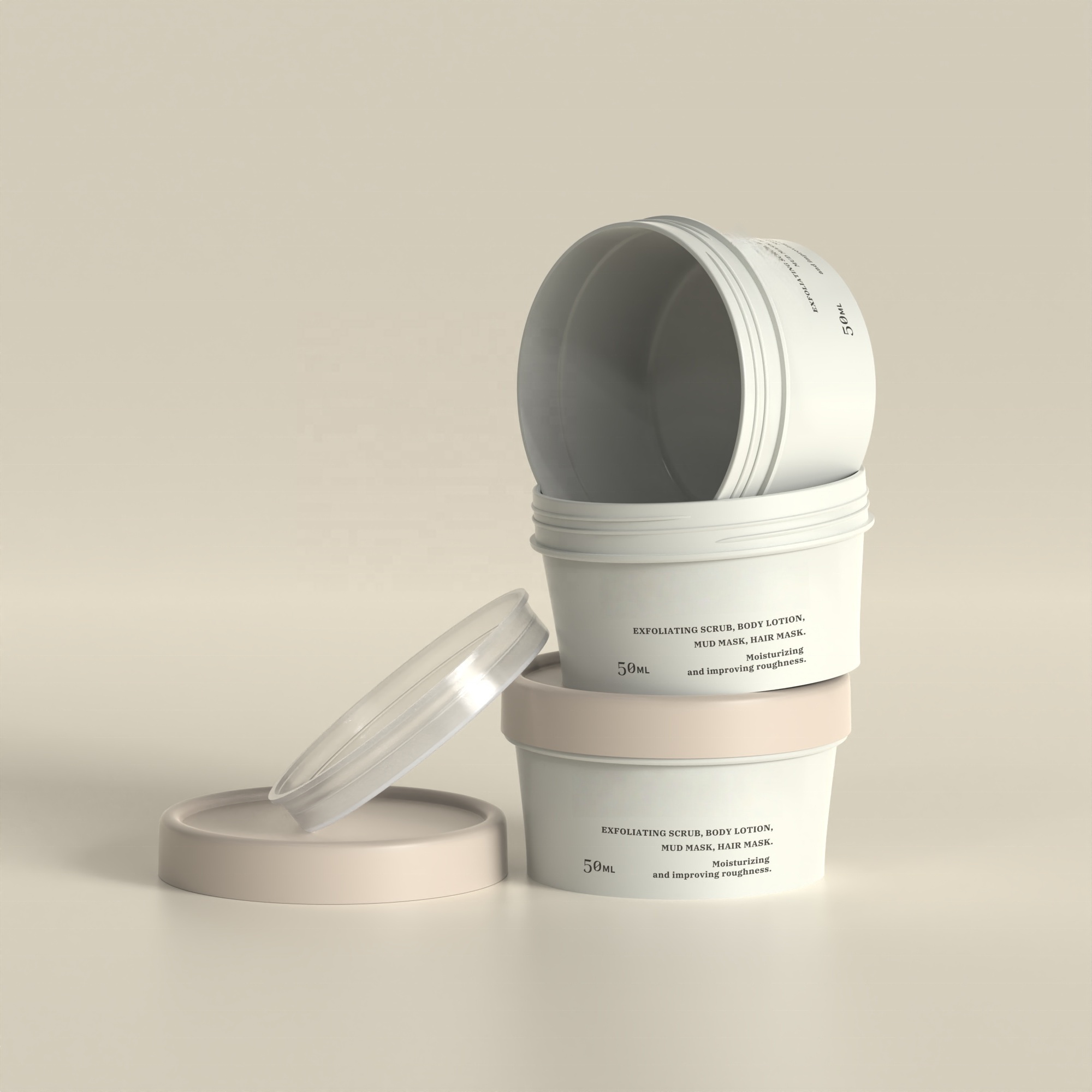 Plastic PP Screw Top 50g Cream Jar for Facial Body Scrub Personal Care 100g Skincare Cream Container 200g Hair Mask Jar