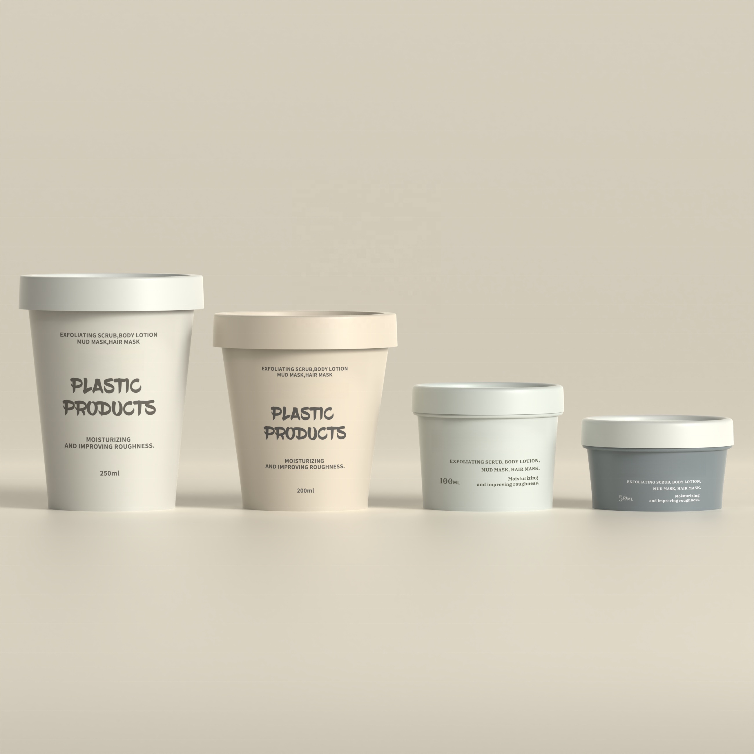 Plastic PP Screw Top 50g Cream Jar for Facial Body Scrub Personal Care 100g Skincare Cream Container 200g Hair Mask Jar