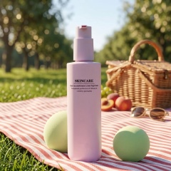 Luxury Custom Empty Plastic 100ml 200ml Round PET Cosmetic Lotion Bottle with Mist Spray Pump Packaging for Skin Care Serum