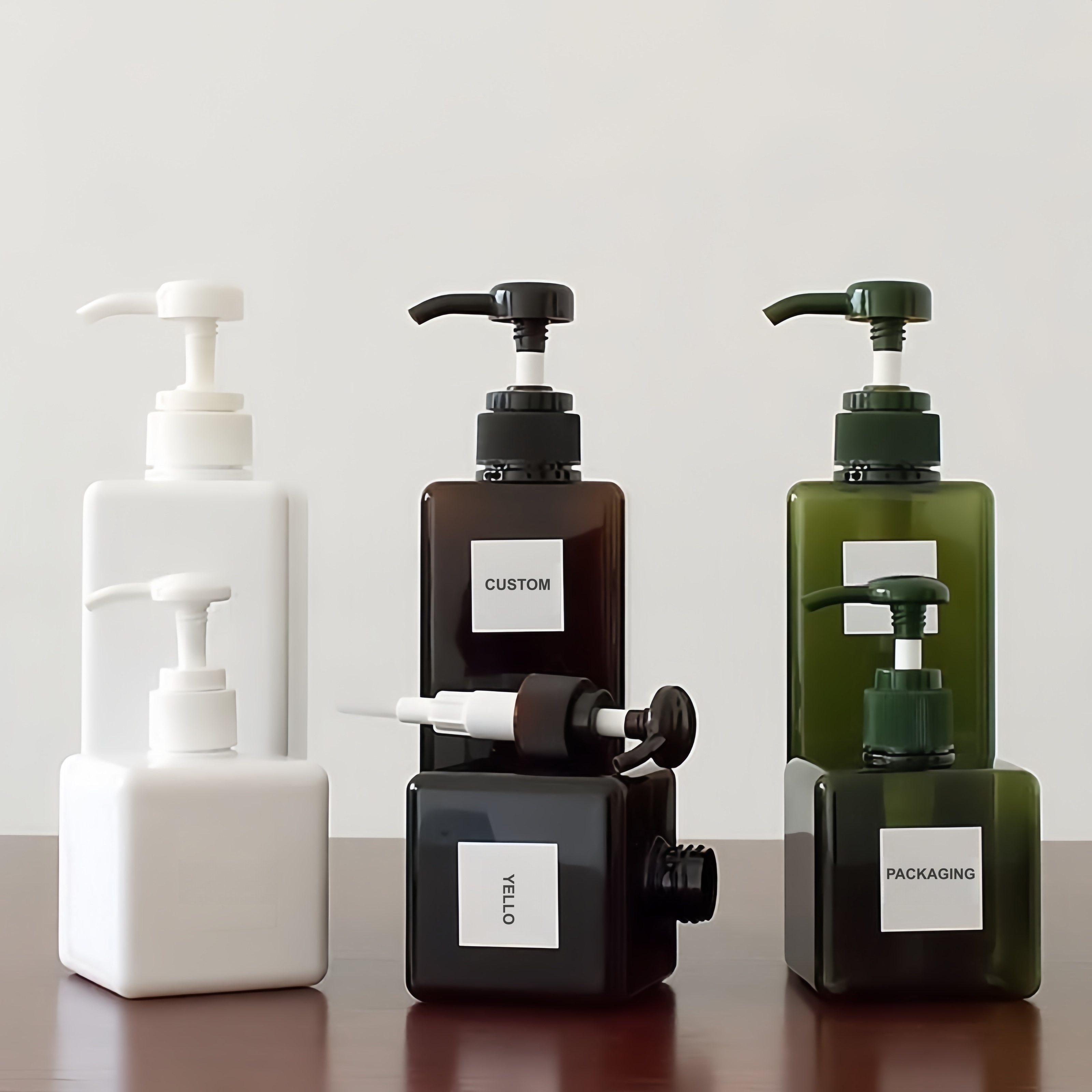 New Arrival Empty Square Cosmetic Body Lotion Bottle Hand Wash Liquid Bottle Plastic Shampoo Bottle Containers