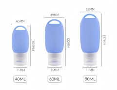 Custom Print Logo Portable Refillable Squeeze Silicone Reusable Travel Accessories Bottles Set 60ml 90Ml for Toiletries