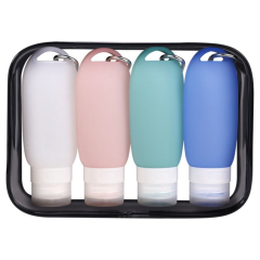 Custom Print Logo Portable Refillable Squeeze Silicone Reusable Travel Accessories Bottles Set 60ml 90Ml for Toiletries