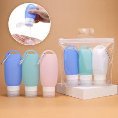 Custom Print Logo Portable Refillable Squeeze Silicone Reusable Travel Accessories Bottles Set 60ml 90Ml for Toiletries