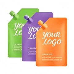 Wholesale Luxury Customized Logo Cosmetic Plastic Refill Shampoo Spout Pouch Plastic Reusable Liquid Packaging Standing Pouch With Spout