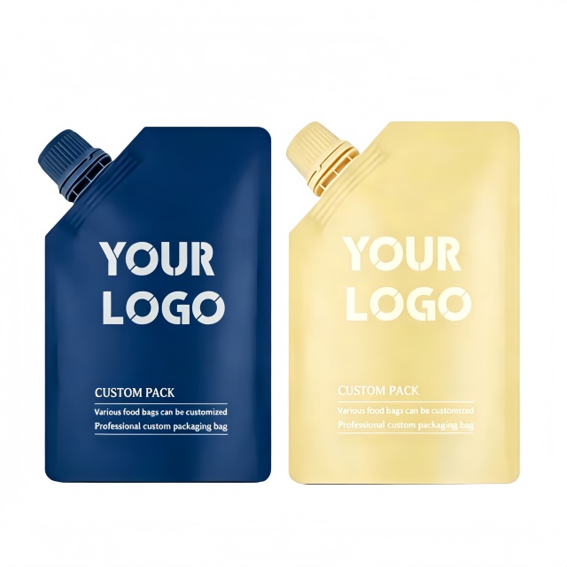 Wholesale Luxury Customized Logo Cosmetic Plastic Refill Shampoo Spout Pouch Plastic Reusable Liquid Packaging Standing Pouch With Spout