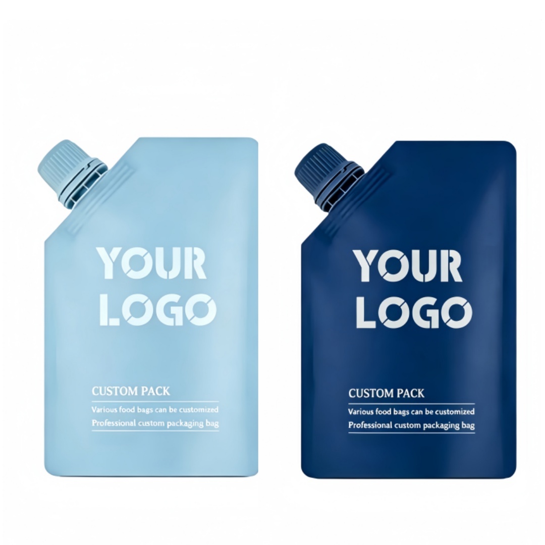 Wholesale Luxury Customized Logo Cosmetic Plastic Refill Shampoo Spout Pouch Plastic Reusable Liquid Packaging Standing Pouch With Spout