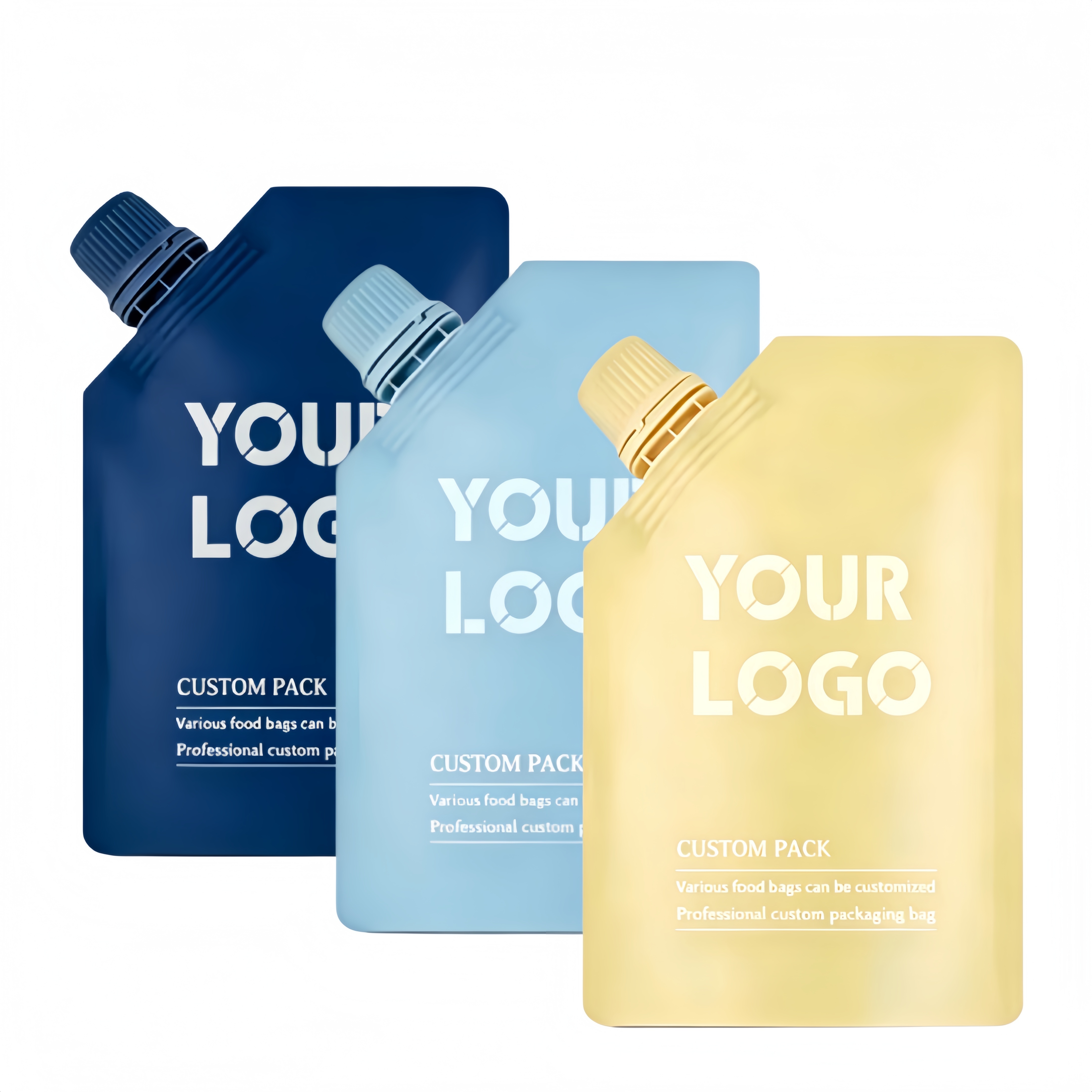 Wholesale Luxury Customized Logo Cosmetic Plastic Refill Shampoo Spout Pouch Plastic Reusable Liquid Packaging Standing Pouch With Spout