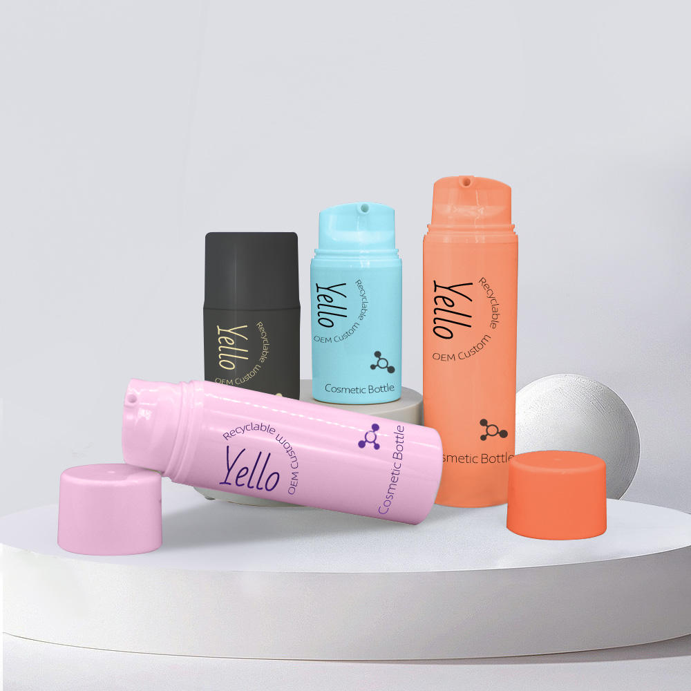Opaque White Plastic Airless Custom Treatment Lotion Pump Bottles Packaging 50Ml For Cosmetics