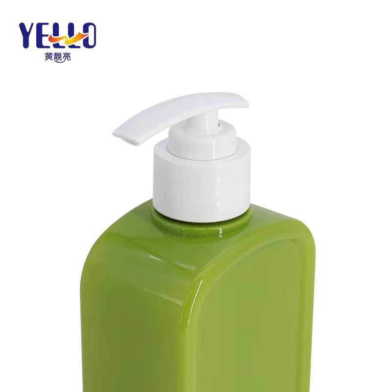 Wholesale Custom Empty Cosmetic Green Square Bottles 150ml 350ml Body Lotion Bottles Packaging for Shampoo Shower Gel