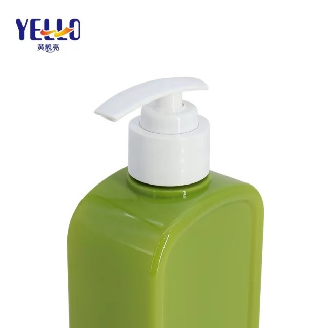 Wholesale Custom Empty Cosmetic Green Square Bottles 150ml 350ml Body Lotion Bottles Packaging for Shampoo Shower Gel