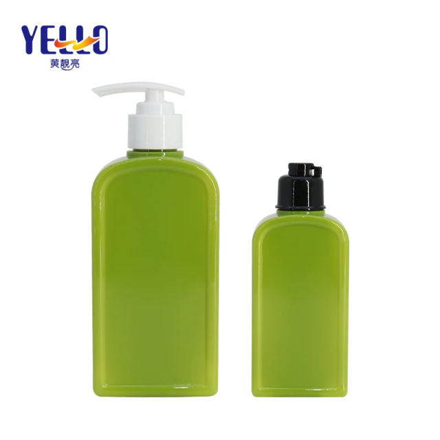 Wholesale Custom Empty Cosmetic Green Square Bottles 150ml 350ml Body Lotion Bottles Packaging for Shampoo Shower Gel