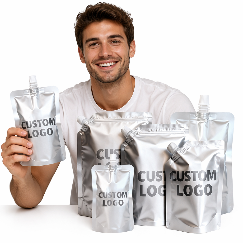 Wholesale Premium Customized Logo Cosmetic Plastic Refill Shampoo Spout Pouch Reusable Liquid Packaging Standing Pouch With Spout