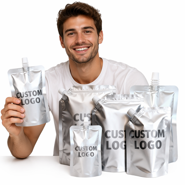 Wholesale Premium Customized Logo Cosmetic Plastic Refill Shampoo Spout Pouch Reusable Liquid Packaging Standing Pouch With Spout