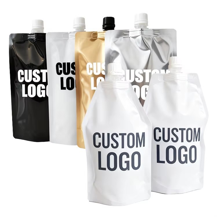 Wholesale FDA Certified Cosmetic Plastic Refill Shampoo Spout Pouch Reusable Liquid Packaging Standing Pouch With Spout Customized Logo