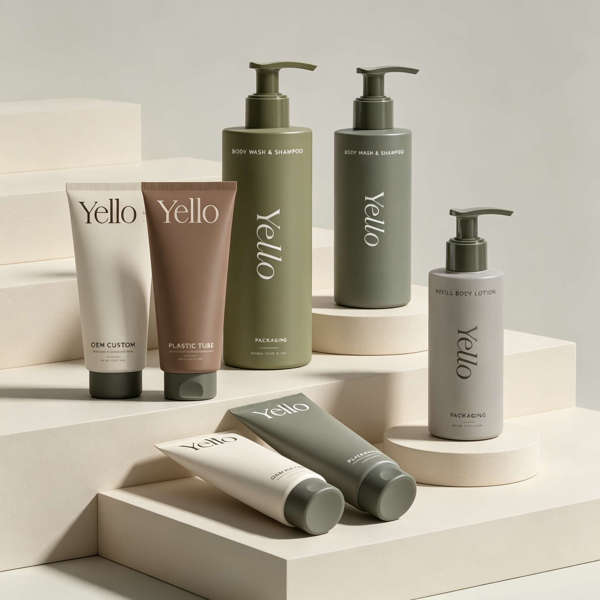 Recyclable Cosmetic Bottles Packaging for Shampoo Body Lotion Facial Cleanser Hair Conditioner