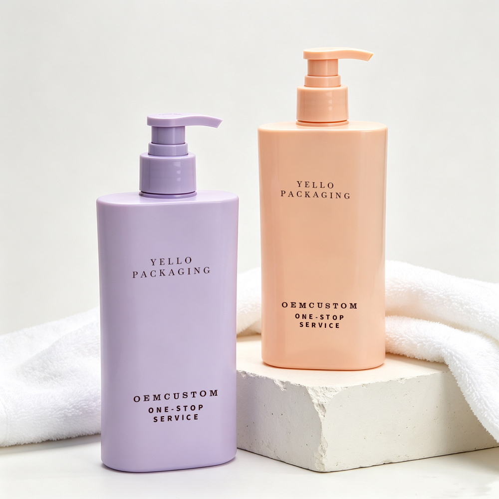 Plastic Empty Square Lotion Pump Bottle for Hair Container Oil Cream Jar Custom Unique Shampoo Bottles Packaging 300 400 500ml
