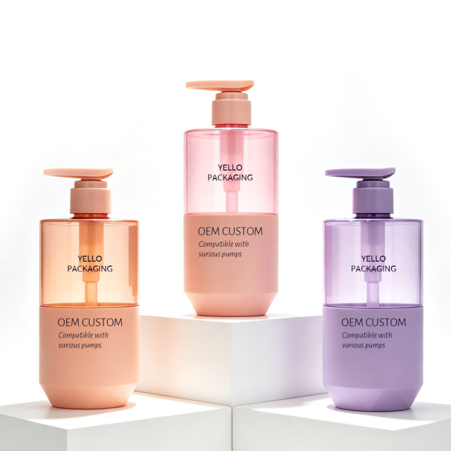Wholesale Empty Plastic PET 500ml Refill Luxury Shampoo Dispenser Pump Bottle Packaging Custom logo