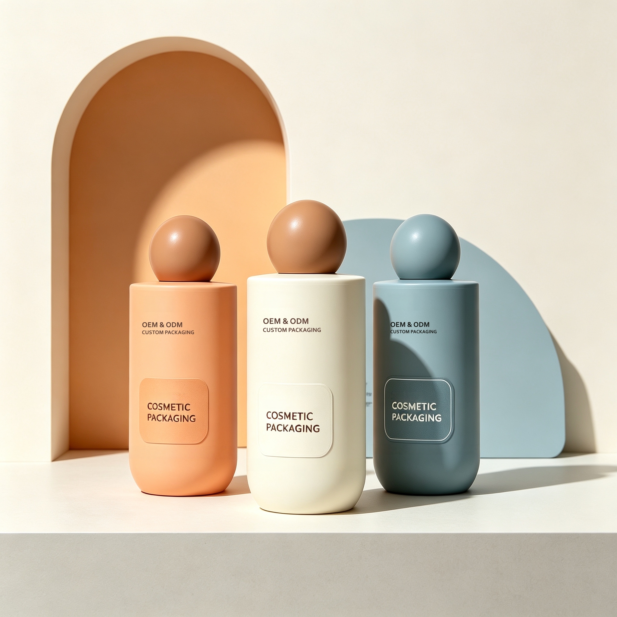 Custom Size PET 150ml-500ml Empty Cylinder Bottle with Ball Shape Screw Cap Screen Printed OEM/ODM for Personal Care Cosmetic