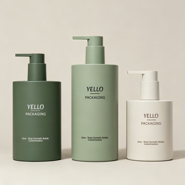Luxury Cosmetic Cylinder Shampoo Bottle Body Wash Shower Gel Bottle for Skincare Packaging Custom logo