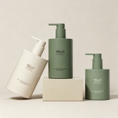 Luxury Cosmetic Cylinder Shampoo Bottle Body Wash Shower Gel Bottle for Skincare Packaging Custom logo