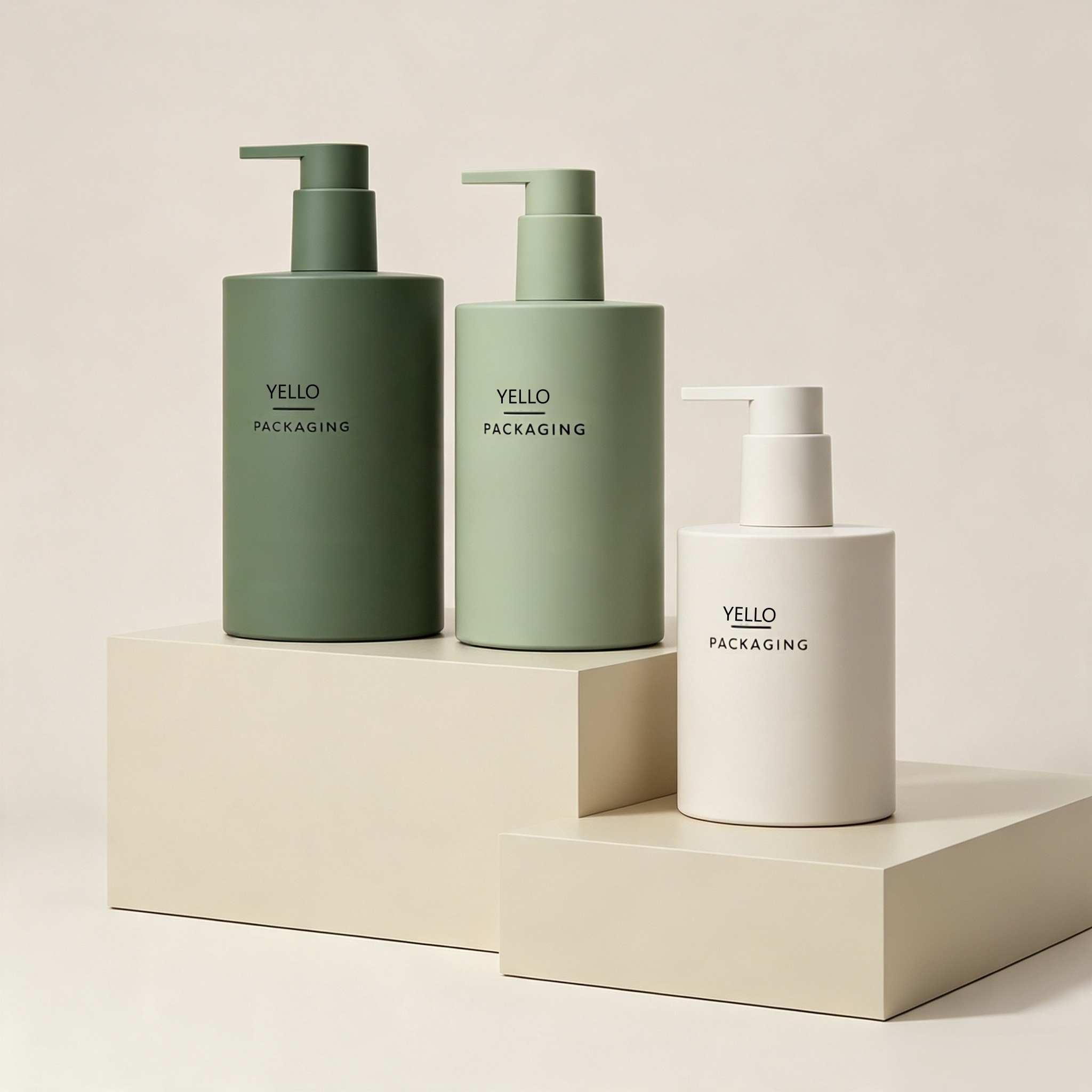 Luxury Cosmetic Cylinder Shampoo Bottle Body Wash Shower Gel Bottle for Skincare Packaging Custom logo