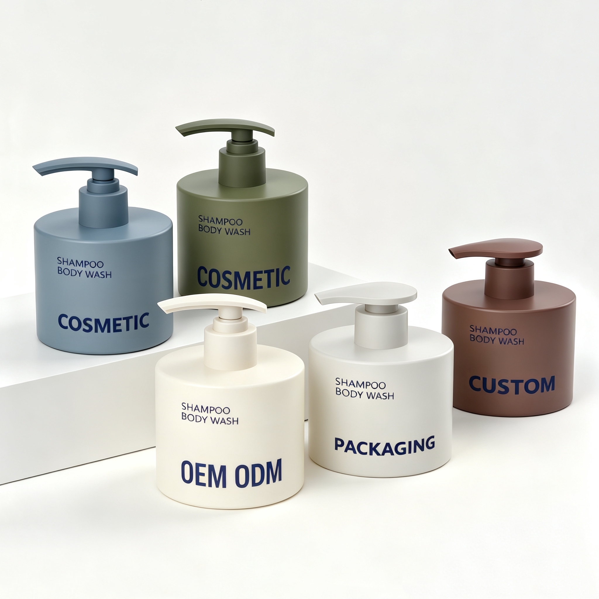 Eco Friendly Luxury Plastic Cosmetic Pump Bottle Baby Shampoo Body Wash Soap Liquid Dispenser Bottle Packaging Custom