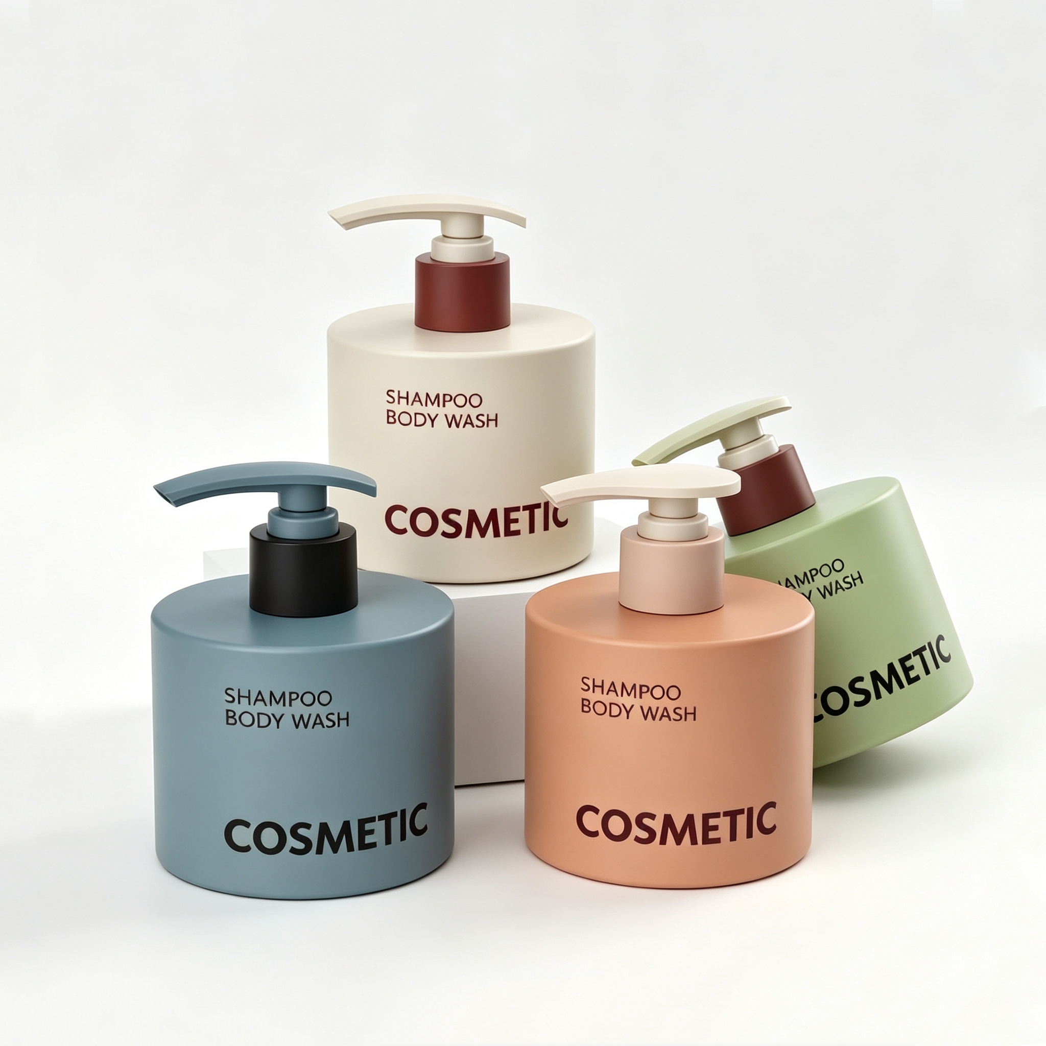 Eco Friendly Luxury Plastic Cosmetic Pump Bottle Baby Shampoo Body Wash Soap Liquid Dispenser Bottle Packaging Custom
