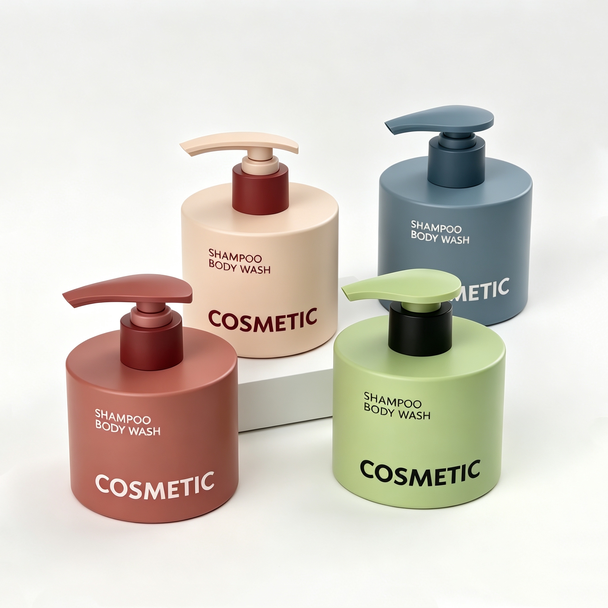 Eco Friendly Luxury Plastic Cosmetic Pump Bottle Baby Shampoo Body Wash Soap Liquid Dispenser Bottle Packaging Custom