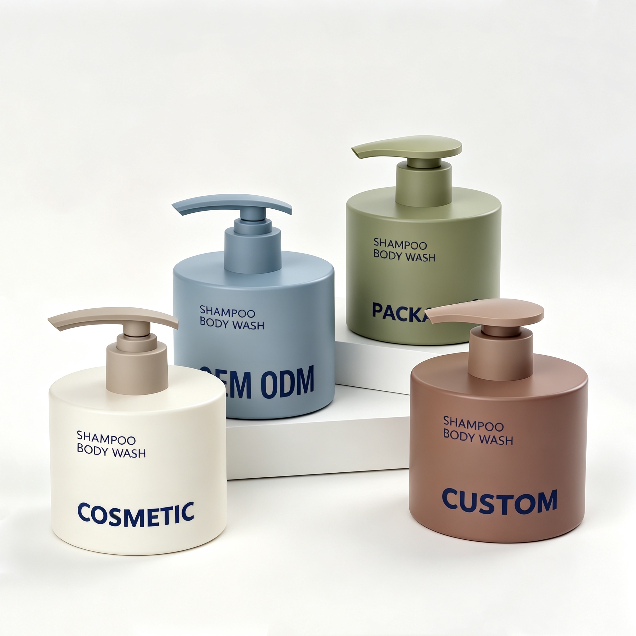 Eco Friendly Luxury Plastic Cosmetic Pump Bottle Baby Shampoo Body Wash Soap Liquid Dispenser Bottle Packaging Custom