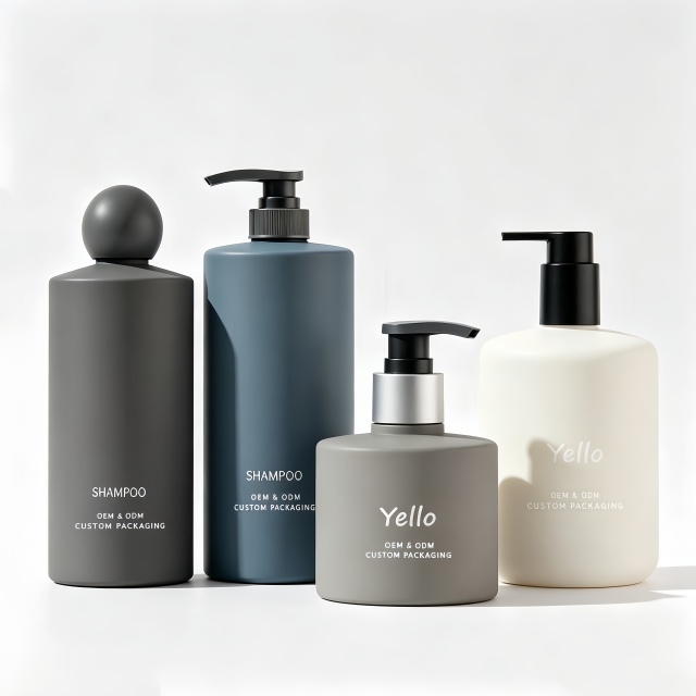 Wholesales Custom logo Beige Plastic Cylinder Shape Cosmetic Dispenser Pump Bottle with Flip Top Cap Packaging
