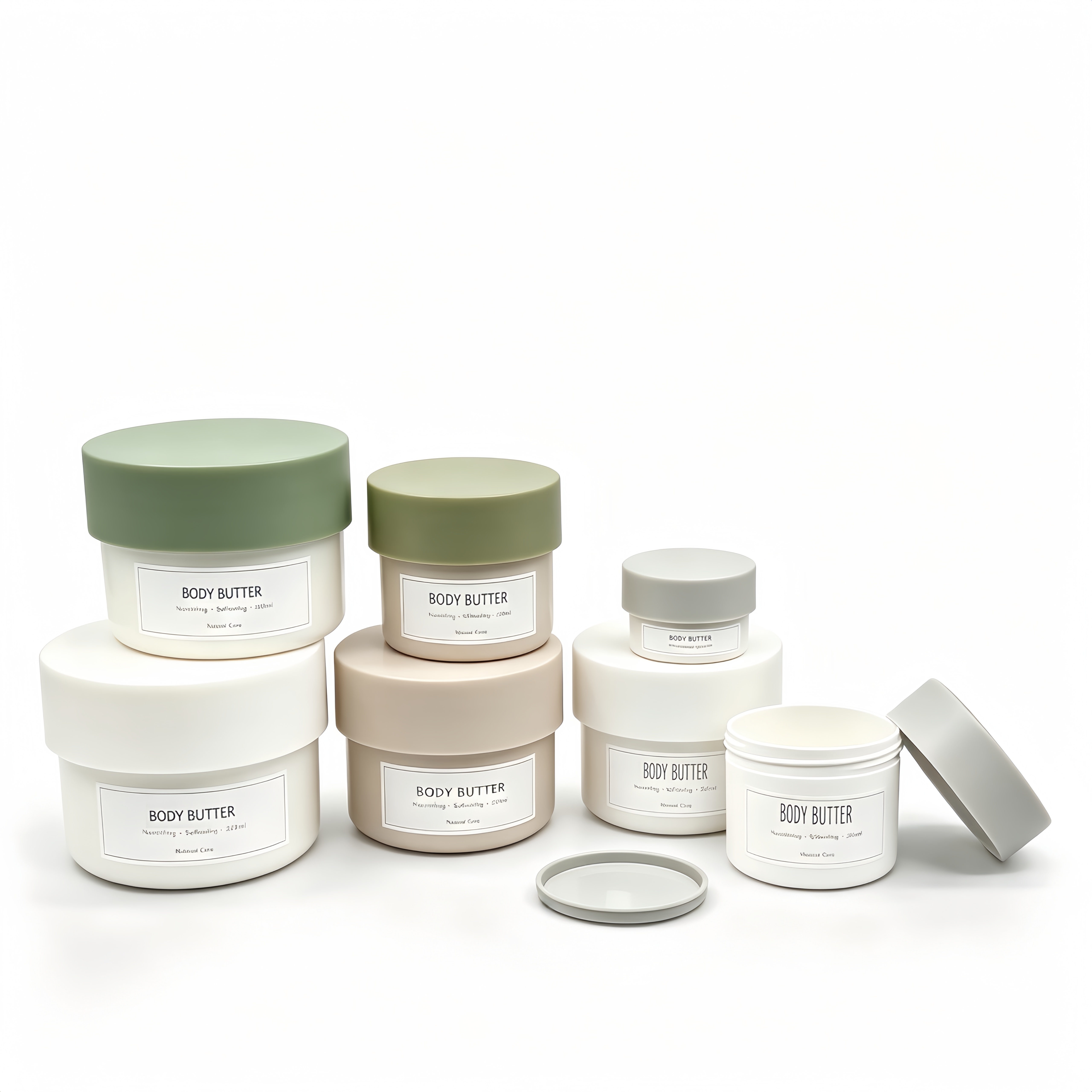 Custom 30ML 50ML 100ML 150ML 200ML Plastic PP Cosmetic Jars with Lids for Body Butter Cream Conditioner Packaging