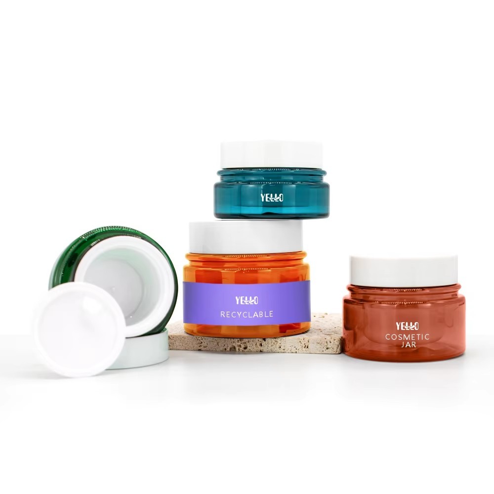 Luxury Custom Plastic Frosted Amber 50g Cosmetic Cream Jars with Lids for Body Butter