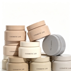 Wholesale Luxury PET Plastic Cosmetics Container Packaging Frost Matte pink Body Butter Jar with Lids for Scrub Cream