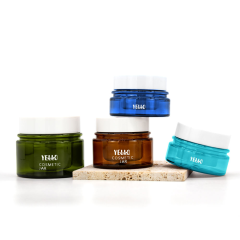 Luxury Custom Plastic Frosted Amber 50g Cosmetic Cream Jars with Lids for Body Butter