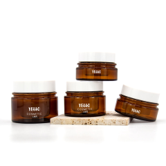 Luxury Custom Plastic Frosted Amber 50g Cosmetic Cream Jars with Lids for Body Butter